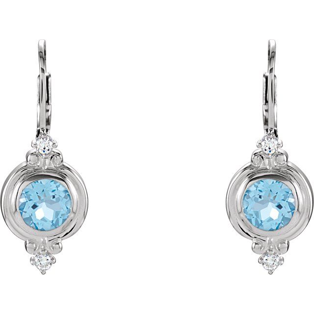 Sterling Silver Natural Swiss Blue Topaz & Imitation Cubic Zirconia Earrings