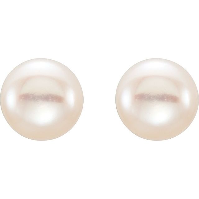 14K 5- Cultured Freshwater Button Pearl Earrings