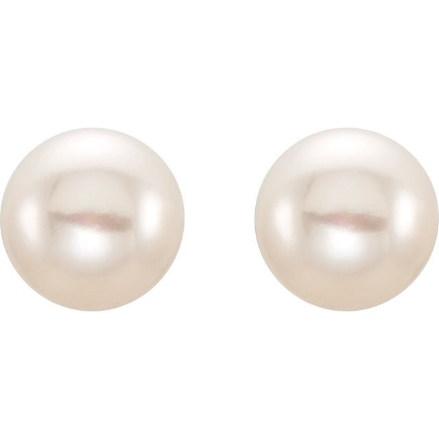 14K 8- Cultured Freshwater Button Pearl Earrings