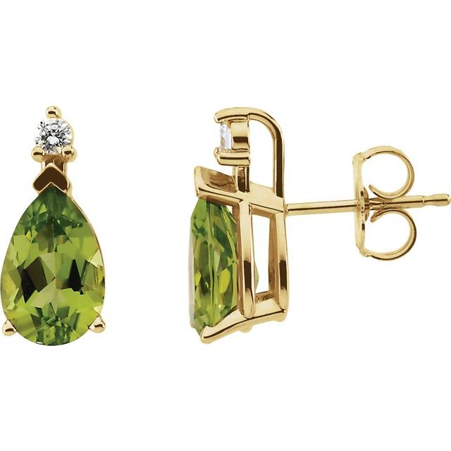 14K Natural Peridot & .04 CTW Natural Diamond Earrings
