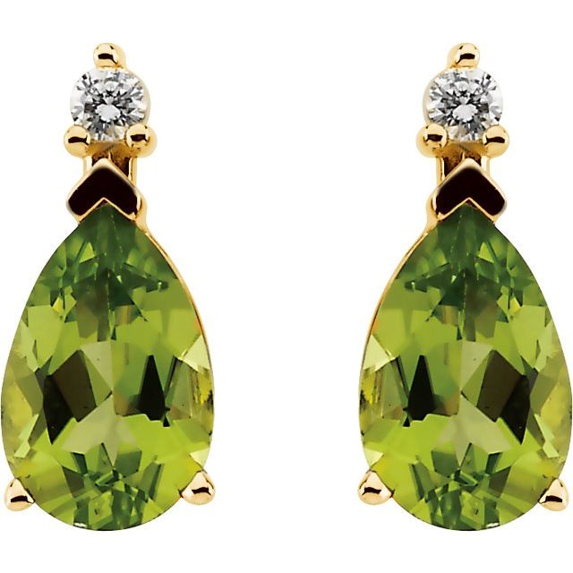 14K Natural Peridot & .04 CTW Natural Diamond Earrings