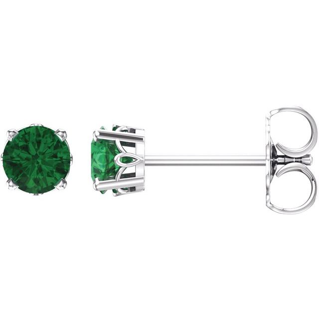 14K Lab-Grown Emerald 4-Prong Scroll Setting® Stud Earrings