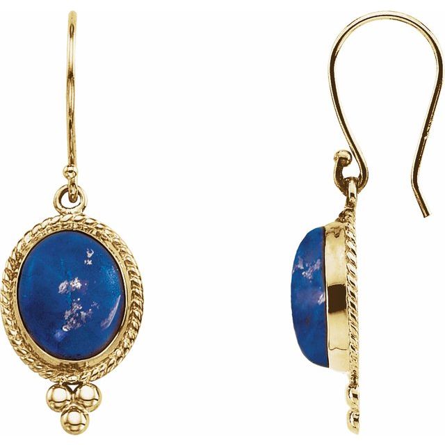 14K Natural Lapis Earring