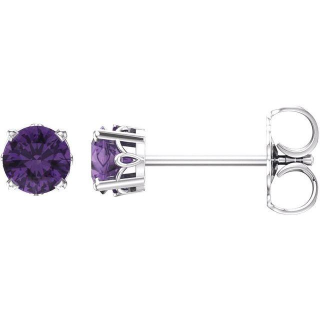 14K Natural Amethyst 4-Prong Scroll Setting® Stud Earrings