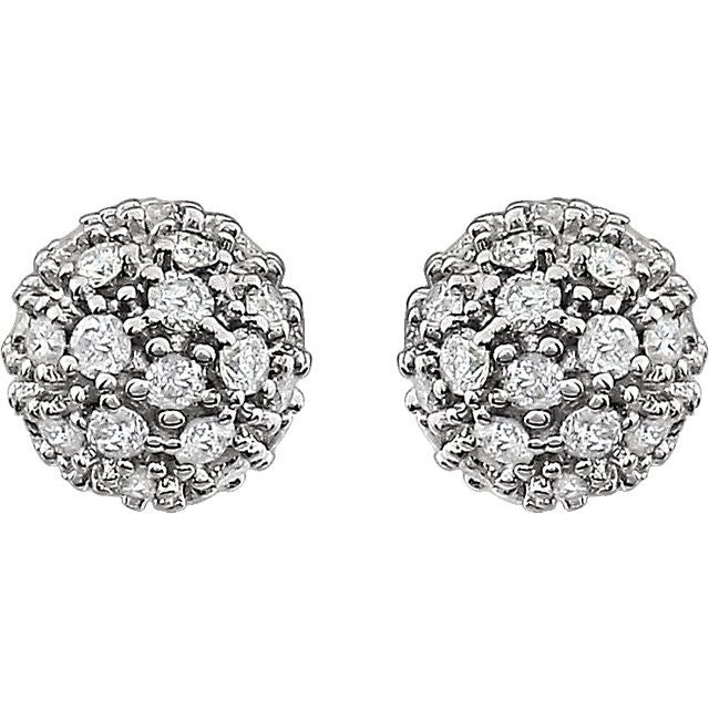 14K 1/2 CTW Natural Diamond Cluster Earrings