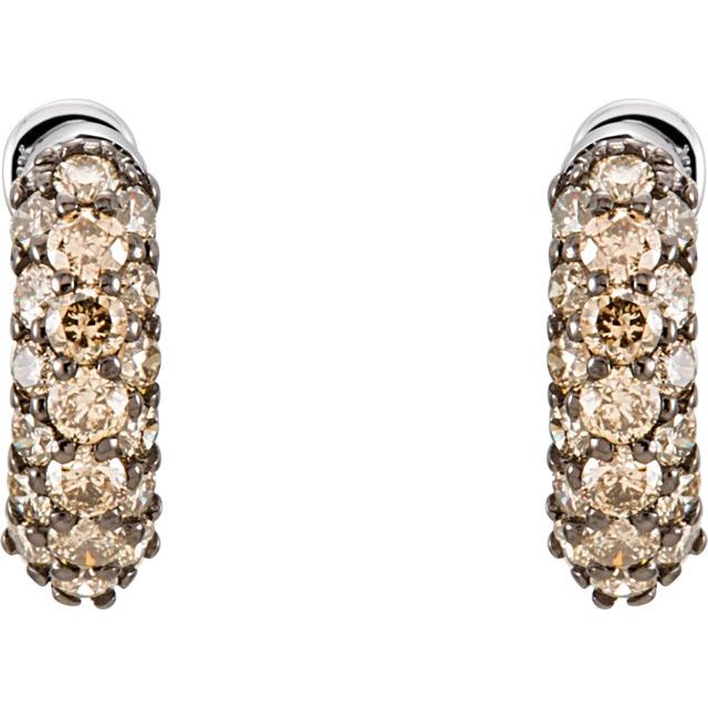 14K 5/8 CTW Natural Brown Diamond Hoop Earrings
