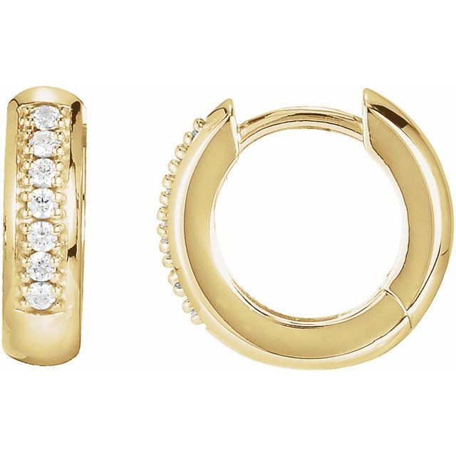 14K 1/8 CTW Natural Diamond Huggie Earrings