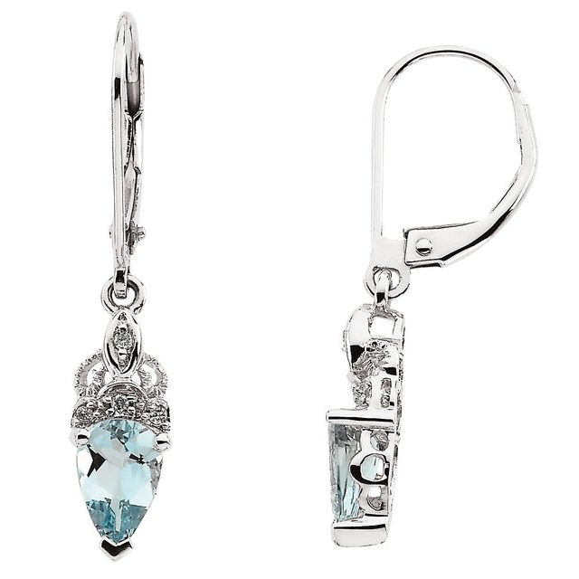14K Natural Aquamarine & .04 CTW Natural Diamond Earrings