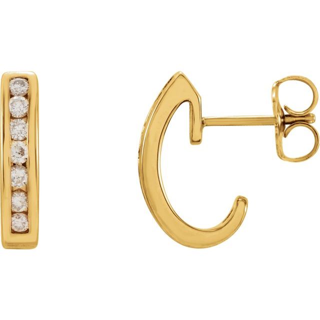 14K 1/4 CTW Natural Diamond J-Hoop Earrings
