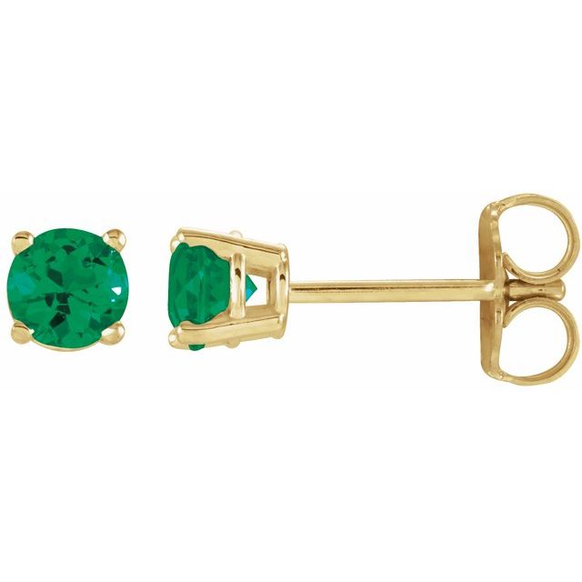 14K Lab-Grown Emerald Stud Earrings