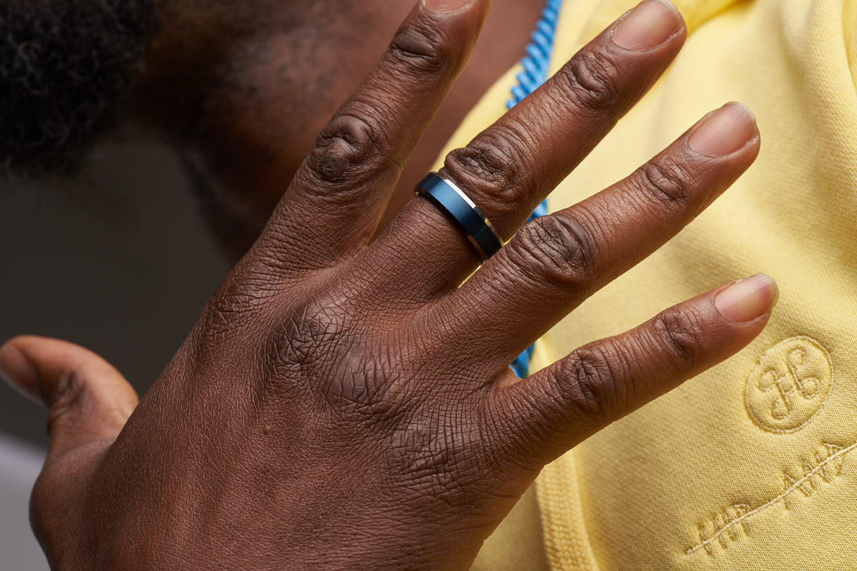 Blue Dual-Finish Tungsten Ring 6mm