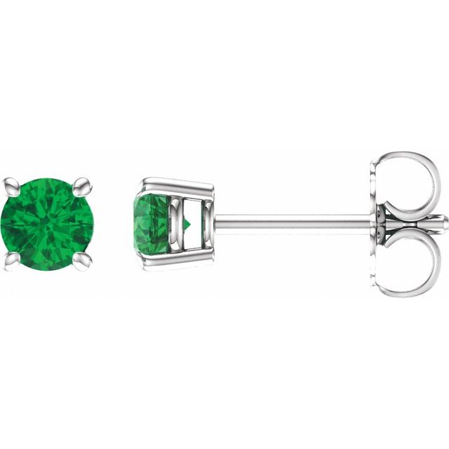 14K Natural Emerald Stud Earrings