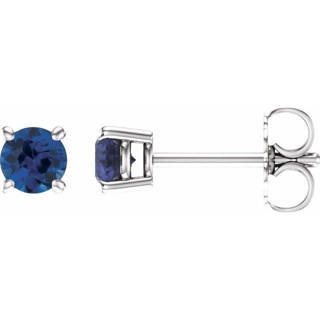 14K Lab-Grown Blue Sapphire Stud Earrings
