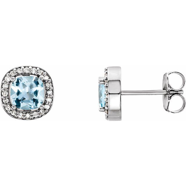 14K Natural Sky Blue Topaz & 1/10 CTW Natural Diamond Earrings