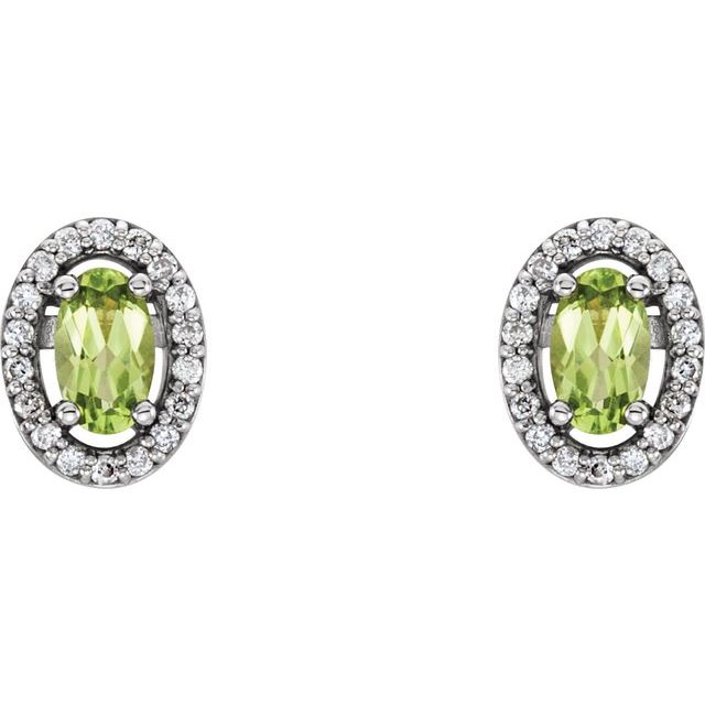 14K Natural Peridot & .08 CTW Natural Diamond Earrings