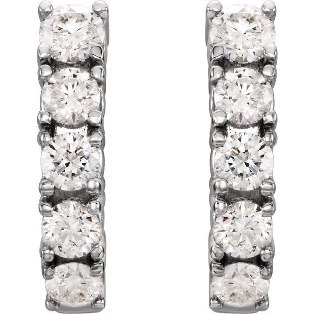 14K 1 1/2 CTW Natural Diamond Hoop Earrings