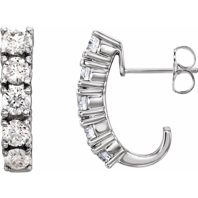14K 1 1/2 CTW Natural Diamond Hoop Earrings