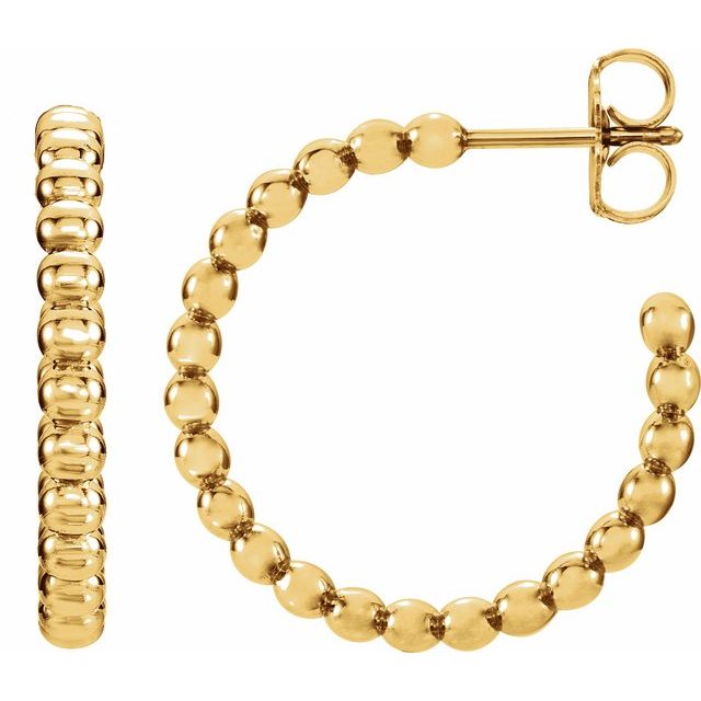 14K Beaded Hoop Earrings
