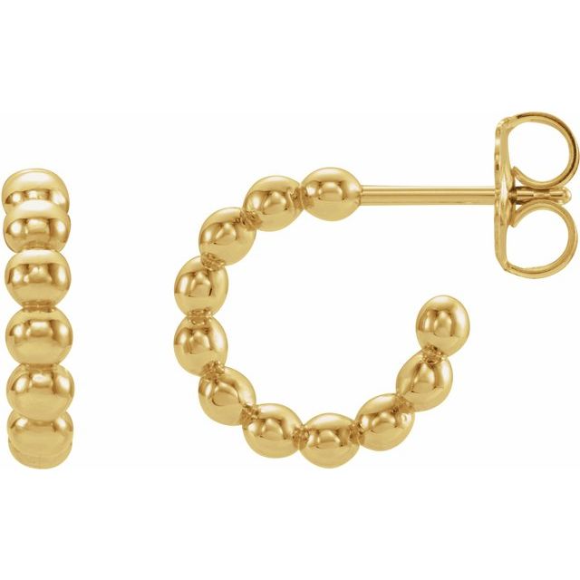14K Beaded Hoop Earrings