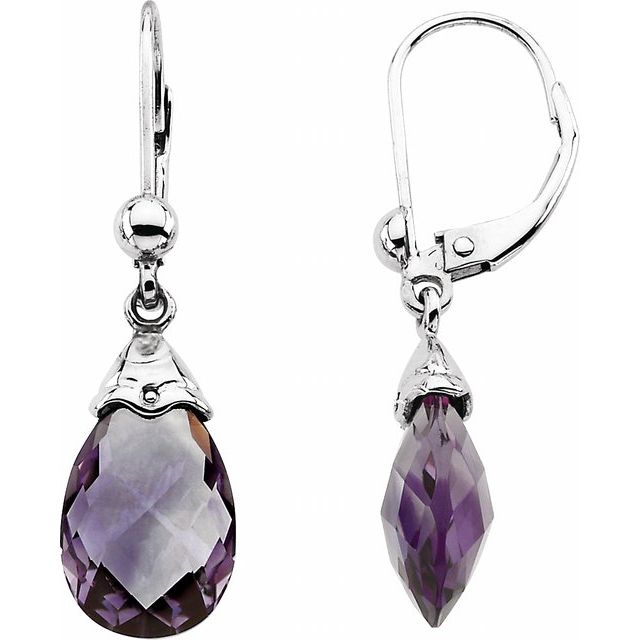 14K Natural Amethyst Briolette Earrings