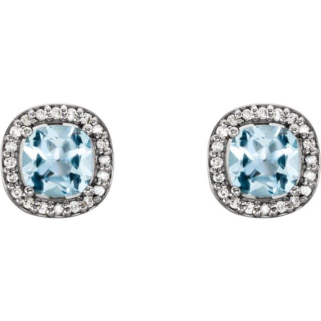14K Natural Sky Blue Topaz & 1/10 CTW Natural Diamond Earrings