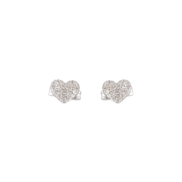 14K 1/6 CTW Natural Diamond Heart Earrings