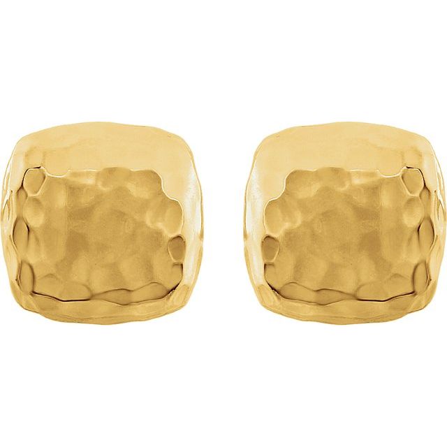 14K Hammered Square Earrings