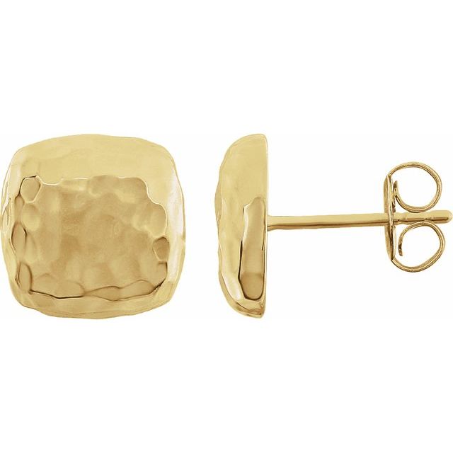 14K Hammered Square Earrings
