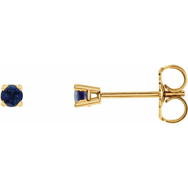 14K Natural Blue Sapphire Stud Earrings