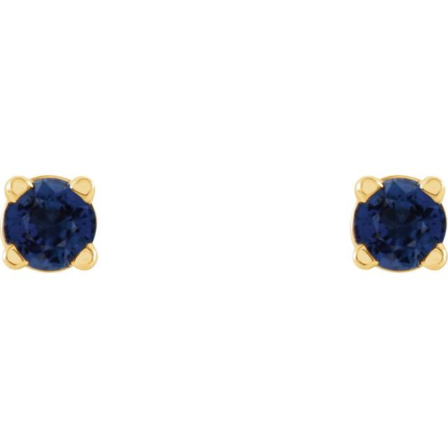 14K Natural Blue Sapphire Stud Earrings