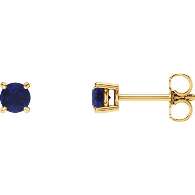 14K Lab-Grown Blue Sapphire Stud Earrings