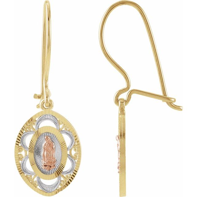 14K / Oval Our Lady of Guadalupe Earrings