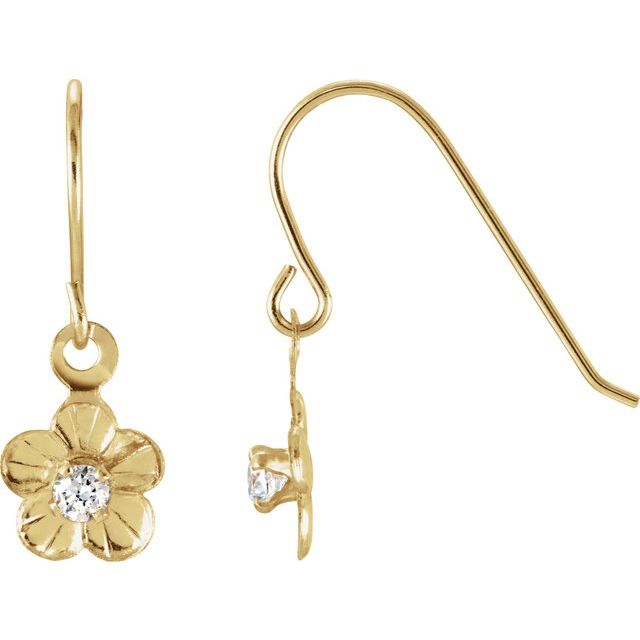 14K Imitation Cubic Zirconia Youth Daisy Earrings