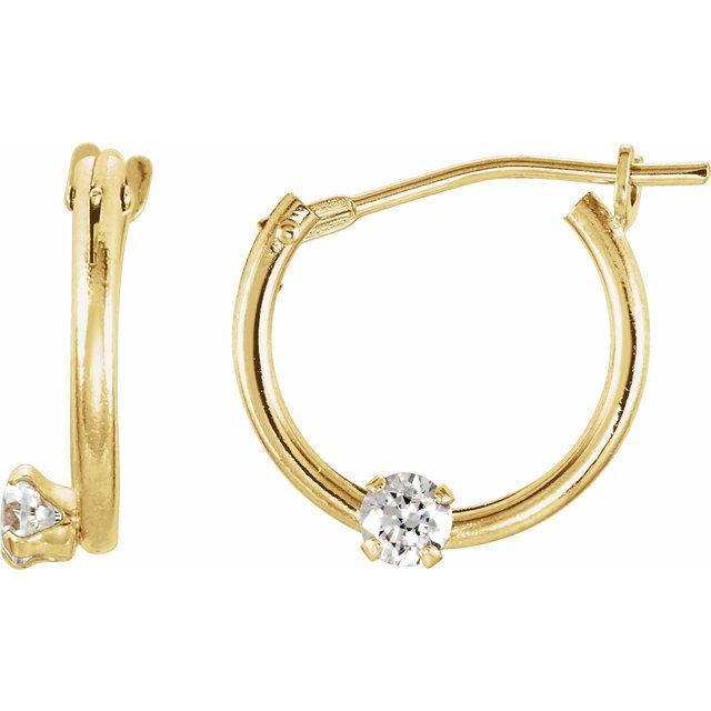 14K Imitation Cubic Zirconia Hoop Earrings