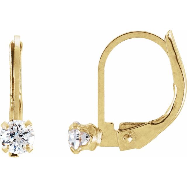 14K Imitation Cubic Zirconia Youth Earrings
