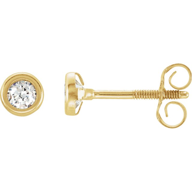14K Imitation Cubic Zirconia Youth Bezel Stud Earrings