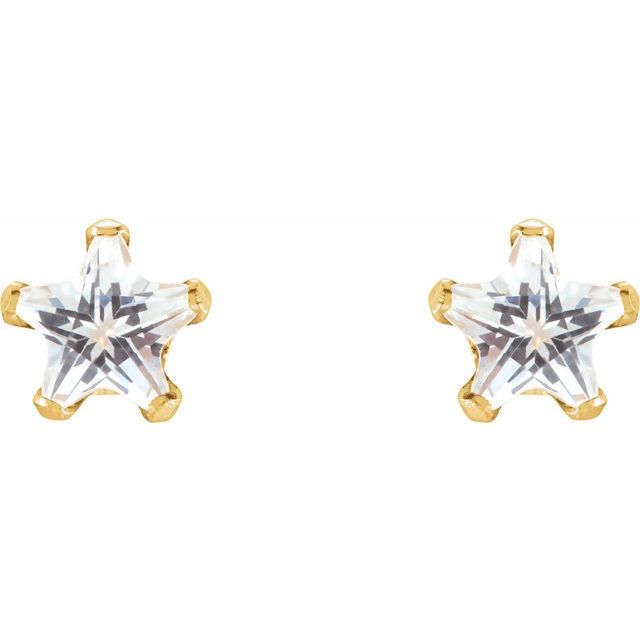 14K Imitation Cubic Zirconia Youth Star Earrings
