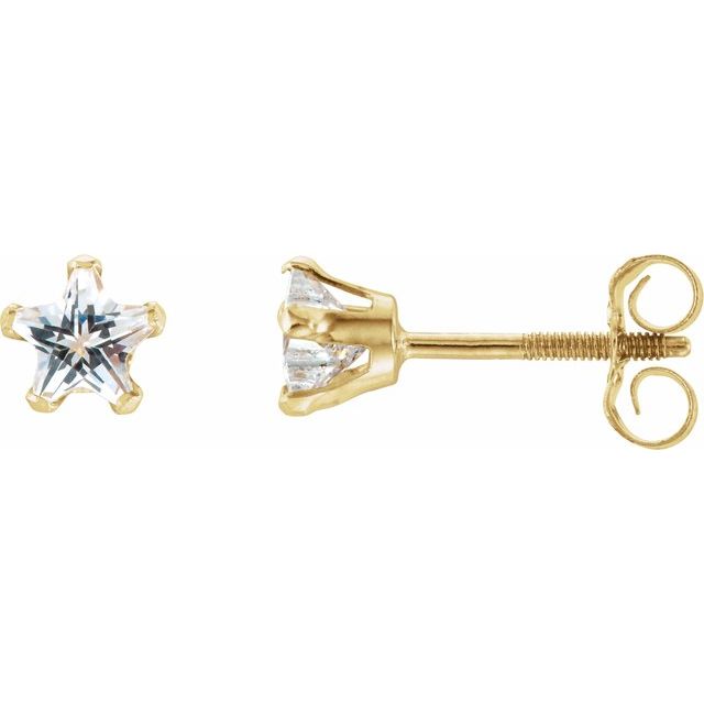 14K Imitation Cubic Zirconia Youth Star Earrings