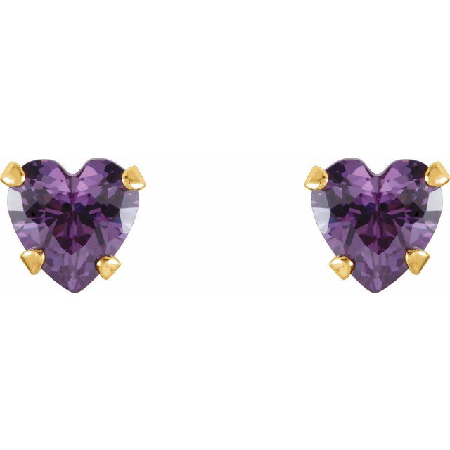 14K Natural Amethyst Youth Stud Earrings