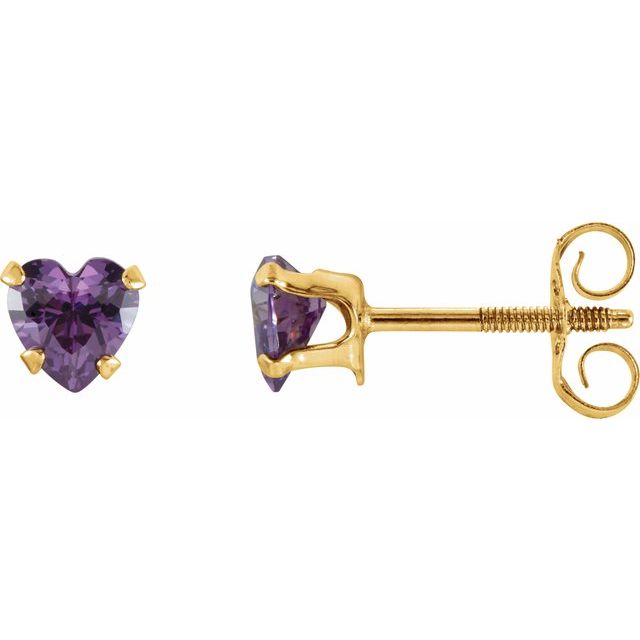 14K Natural Amethyst Youth Stud Earrings