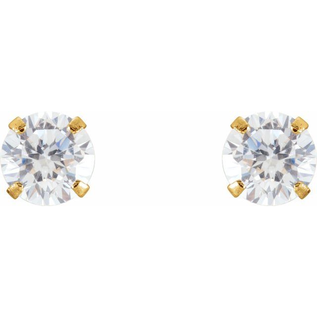 14K Imitation Cubic Zirconia Youth Stud Earrings