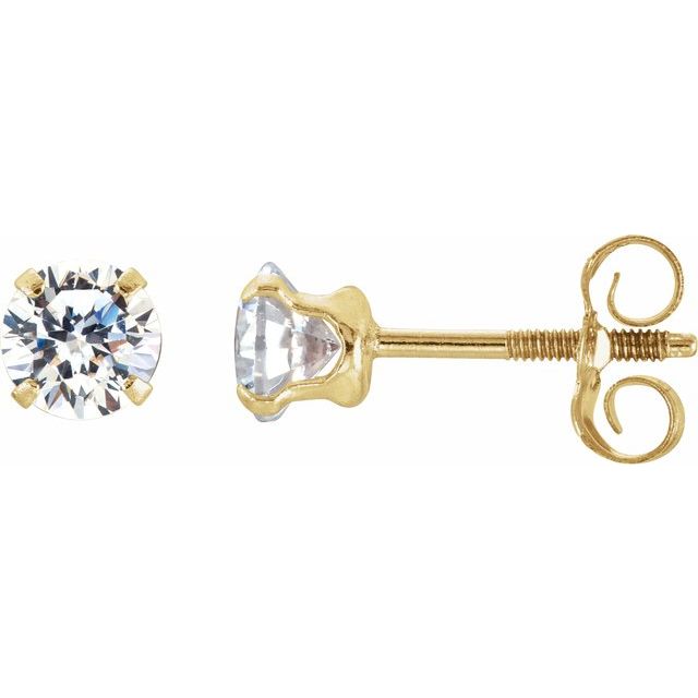 14K Imitation Cubic Zirconia Youth Stud Earrings