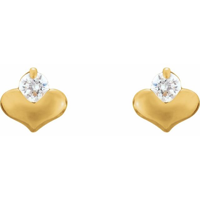14K Imitation Cubic Zirconia Heart Earrings