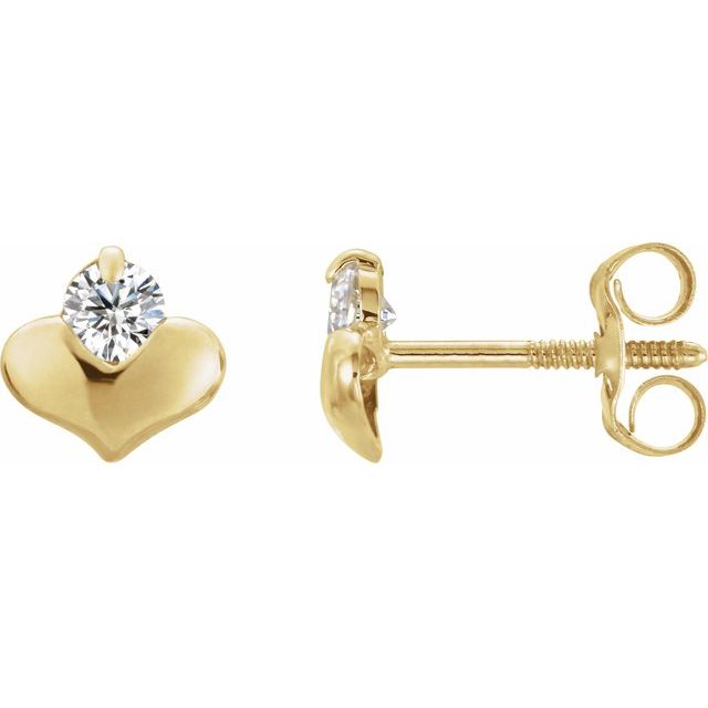 14K Imitation Cubic Zirconia Heart Earrings