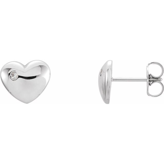 14K .02 CTW Natural Diamond Puffed Heart Earrings