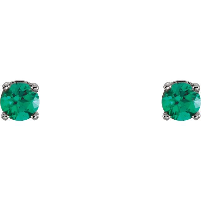 14K Lab-Grown Emerald Youth Earrings