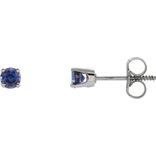 14K Lab-Grown Blue Sapphire Youth Earrings