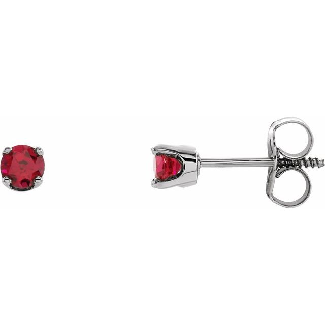 14K Lab-Grown Ruby Youth Earrings