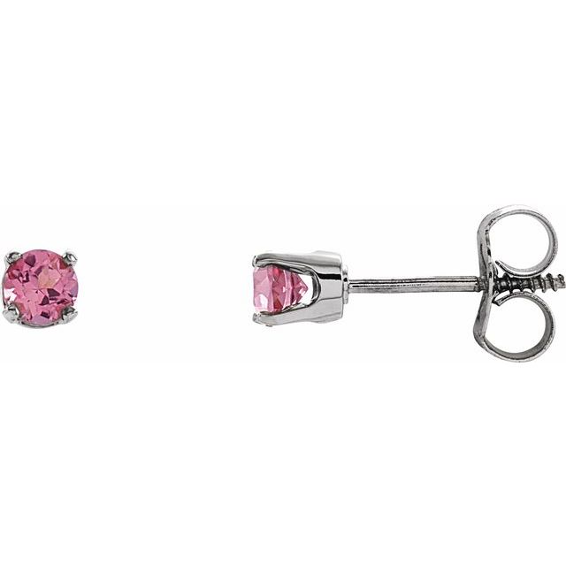 14K Natural Pink Tourmaline Youth Earrings