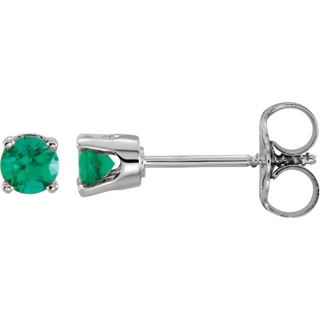 14K Lab-Grown Emerald Youth Earrings